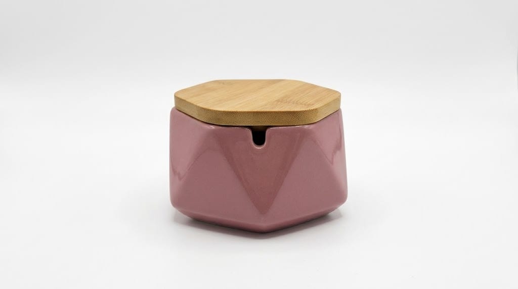 NB - Ashtray Pink + Wood Lid